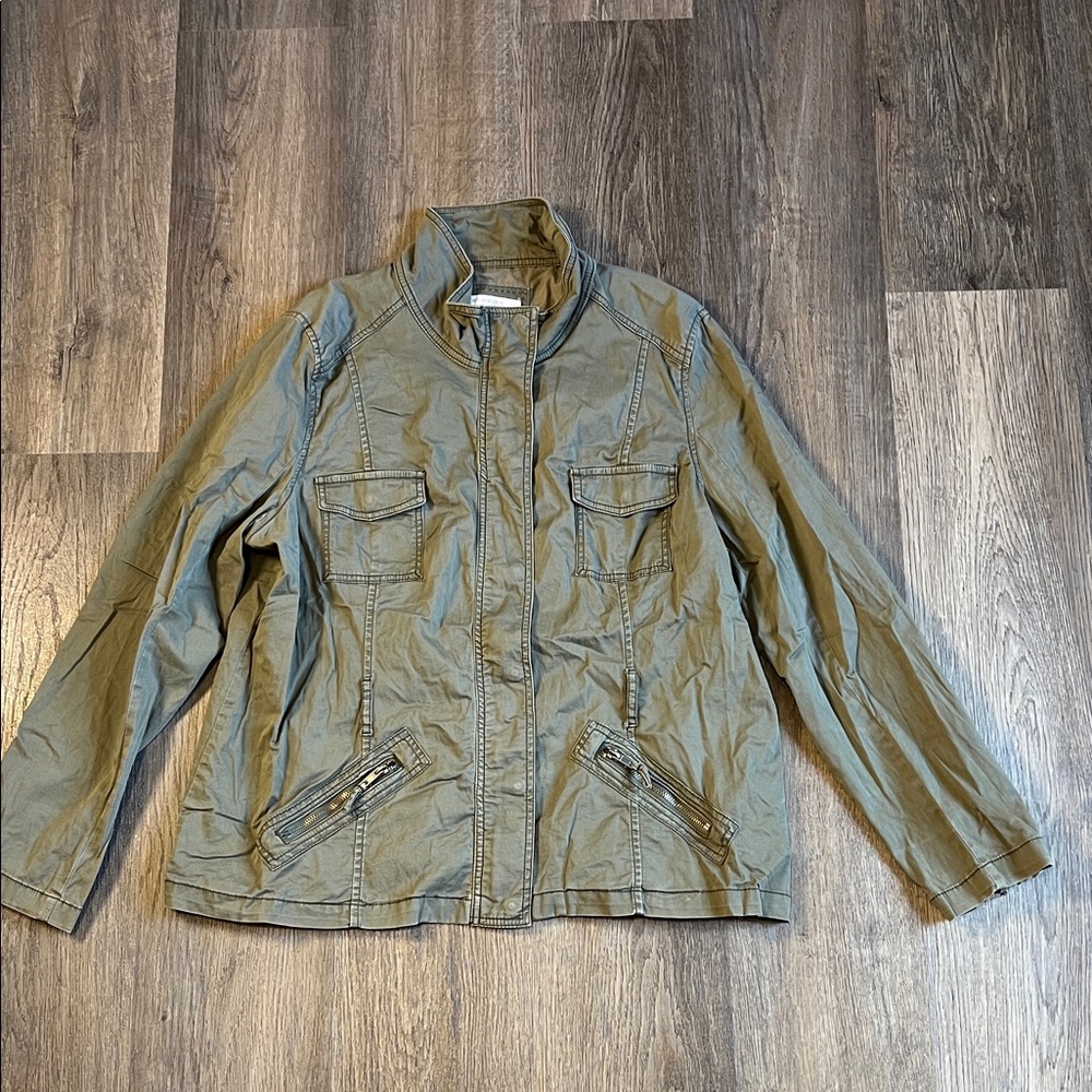 Sonoma Women’s Khaki Utility Jacket with Pockets Size XL
